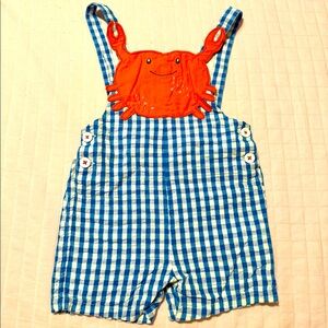 Baby Boden crab romper with blue checks